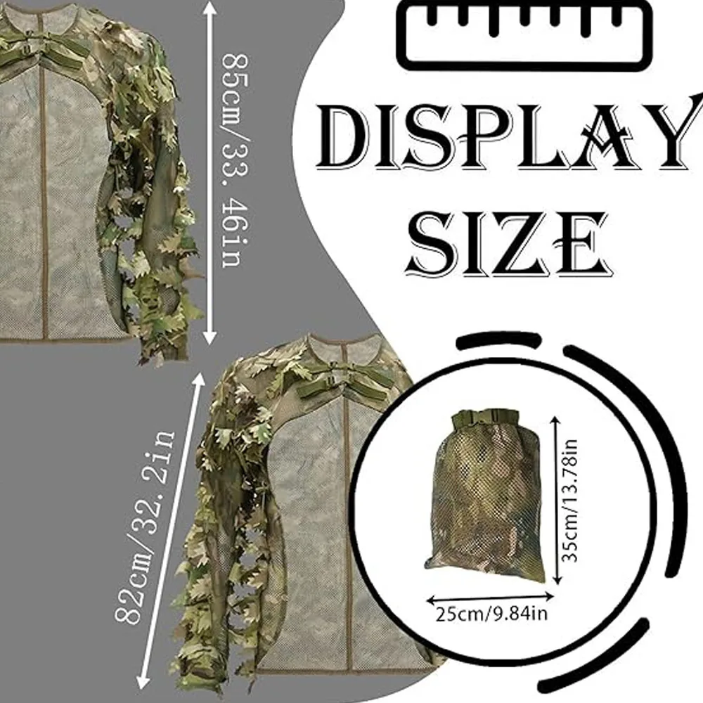 Cape Style Ghillie Suit Camo Leafy Jacket Woodland Camouflage Hunting Clothing 3D Camouflage for Hunting Photography Airsoft view 5