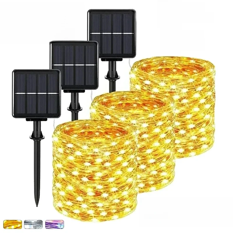 102m/52m/32m/22m/12m/7m Solar LED Fairy String Light Outdoor Festoon Lamp Garden Fairy Light Christmas Party Solar Lamp Decor