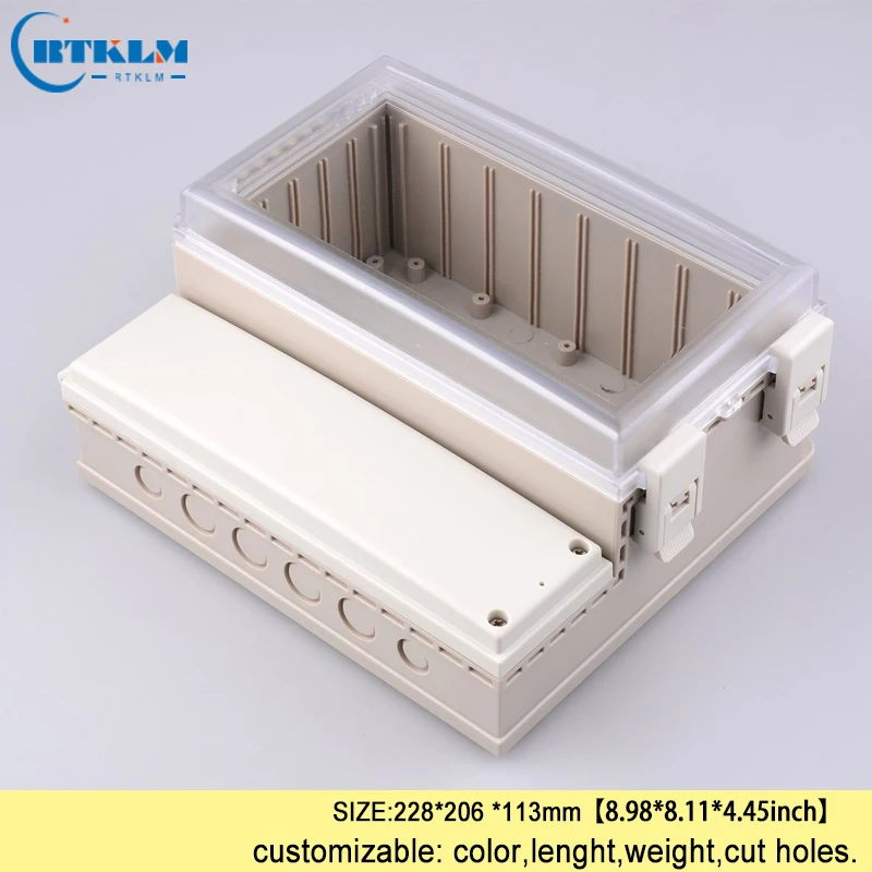 Waterproof ABS Plastic Enclosure Plastic Outdoor Project Box DIY Electric Power Outlet Box IP68 Junction Boxes 228*206*113mm