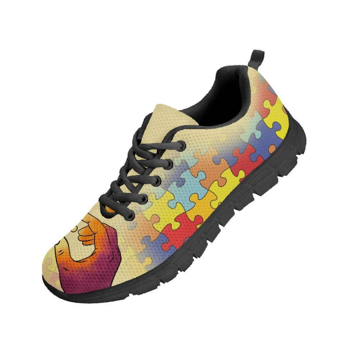 INSTANTARTS Autism Cancer Awareness Design Non-Slip Flat Shoes Wear-Resistant Classic Sneakers for Women Casual Walking Tennis