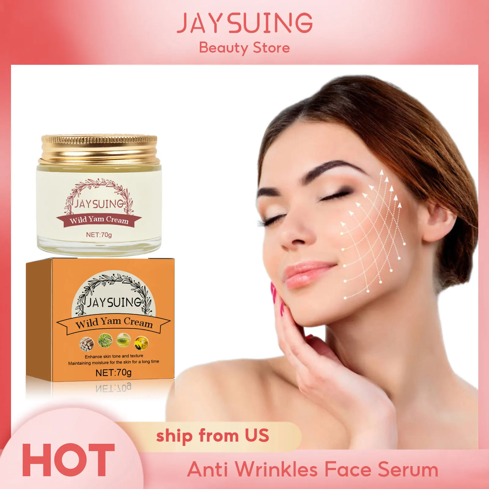 Wild Yam Anti-aging Cream Brighten Enhance Skin Tone And Texture Daily Maintaining Moisture Face Lift Skin Firm Serum Ointment