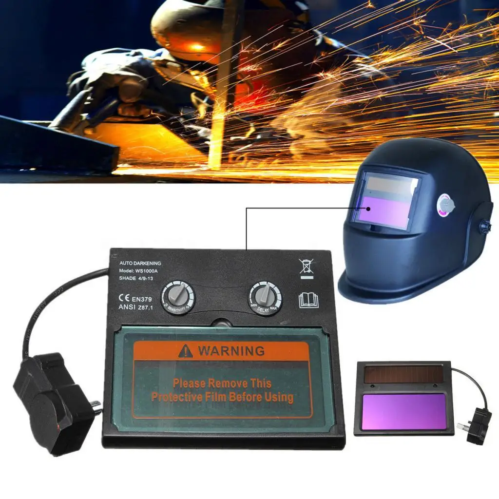 Auto Darkening Welding Helmet Solar Powered with ADF Lens Large View Solar Panel Welding Mask for Mig Tig Arc Welder Grinding