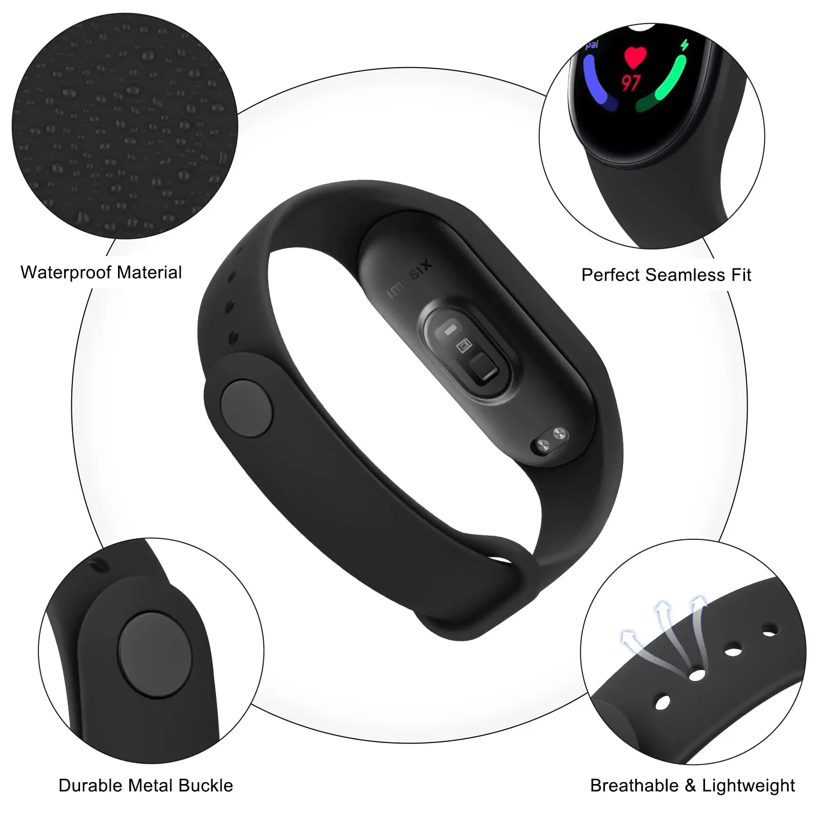 For Xiaomi Mi Band 7 6 5 4 3 Bracelet Wristband Replacement Accessory Soft Silicone Sport Strap Belt for Mi Band 4 5 6 7 Correa