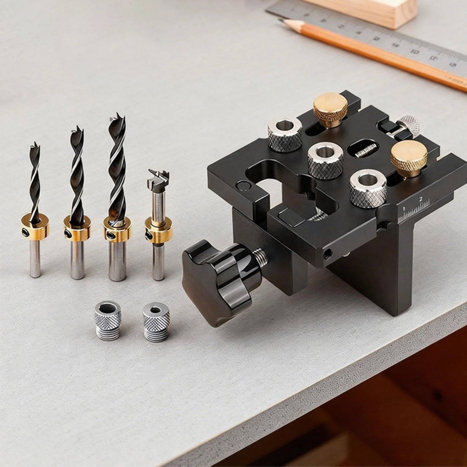 

Набор для сверления отверстий под дюбели 3-в-1: инструменты для столярных работ, позиционер для соединения досок, набор для сверления отверстий под деревянные соединения