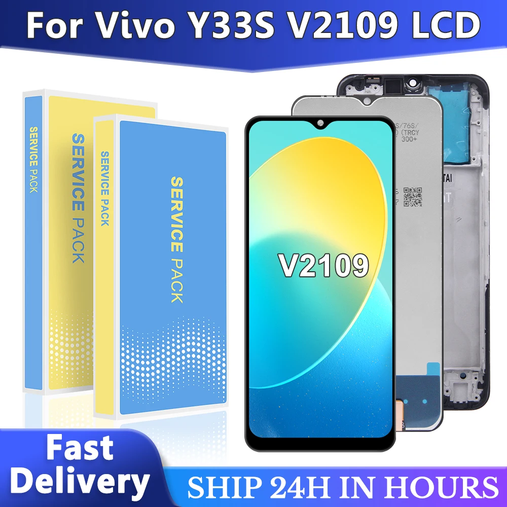6.58\'\' For Vivo Y33S LCD Display Touch Screen Digitizer Assembly For vivo Y33s V2109 LCD with Frame Repair Parts