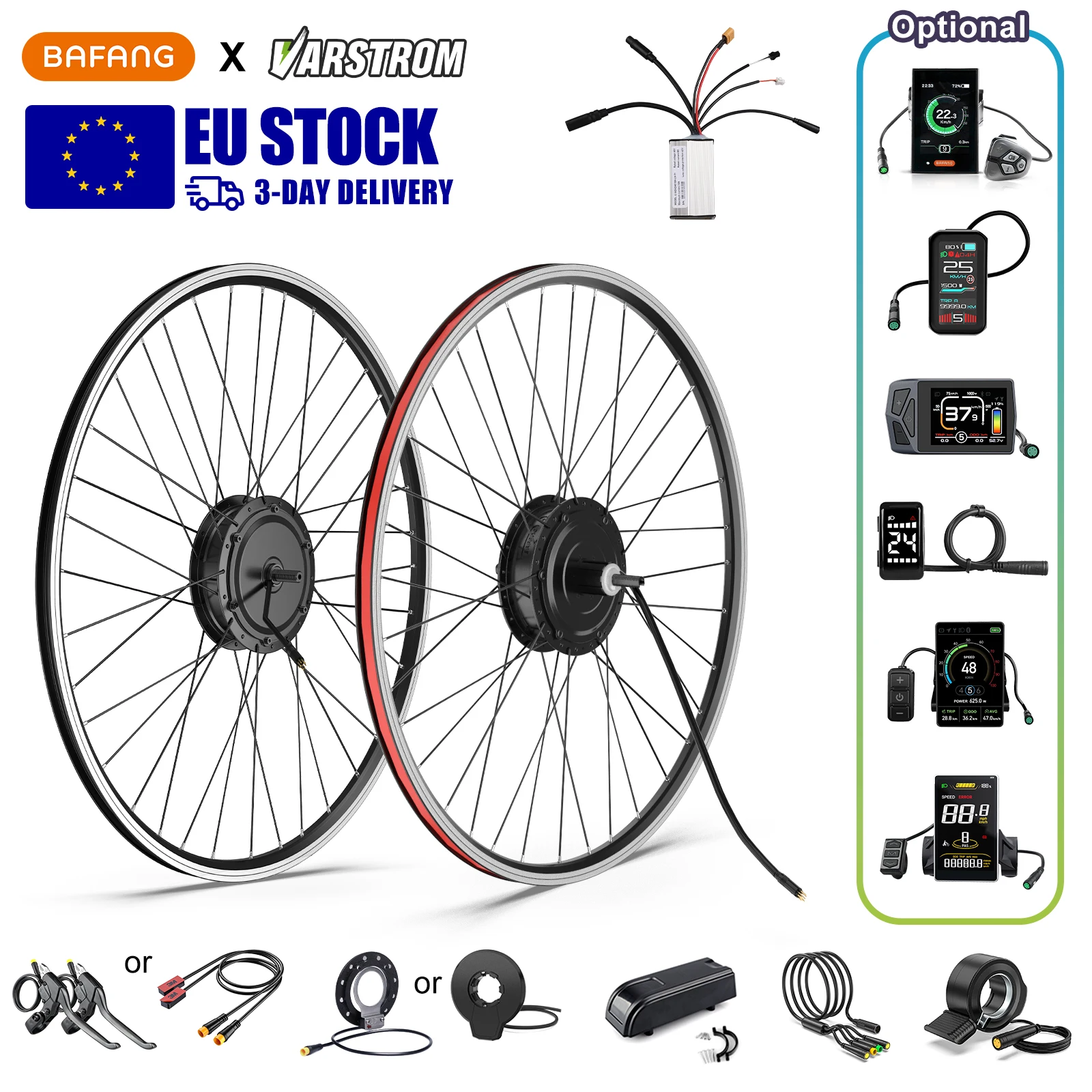 Bafang Motore mozzo 48V750W 500W Kit conversione per bici elettrica Freno V 20" 26inch 27.5" 28 / 29" 700C Motore ruota anteriore e posteriore Driver EBike adulto