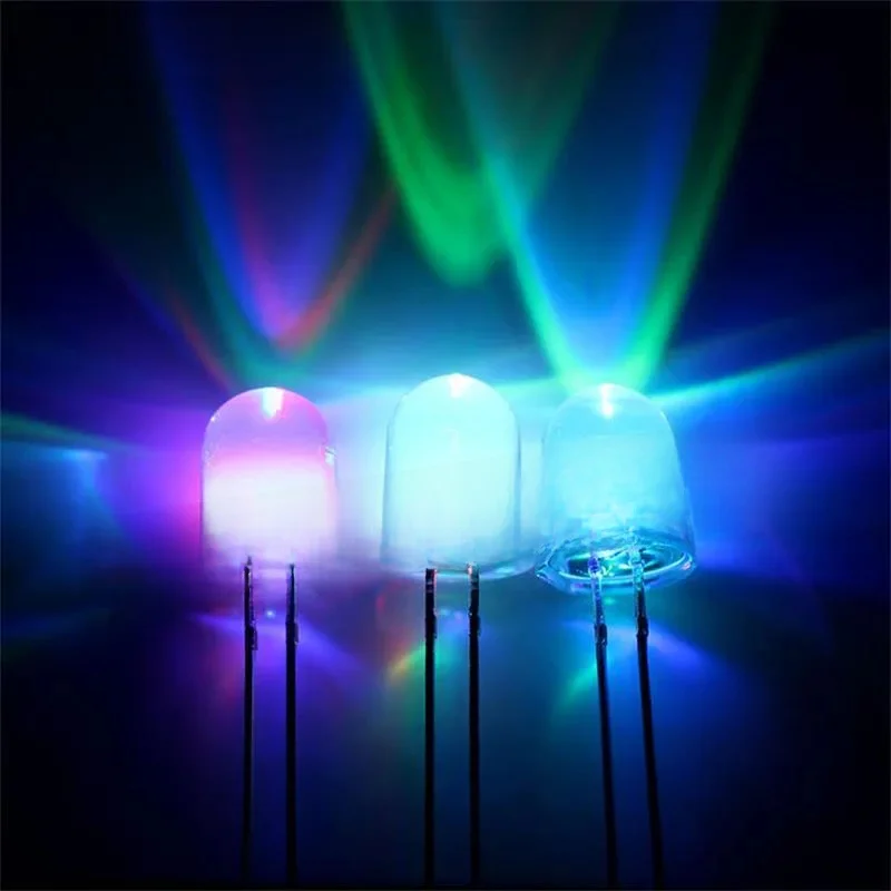 10szt/lot F8 8mm Szybka/Slowiańska Lampa błyskowa RGB Czerwona Zielona Niebieska Tęczowa Wielokolorowa Dioda Świetlna Okrągła LED Pełnokolorowy Zestaw DIY — zdjęcie 2