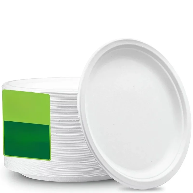 Assiettes jetables blanches, épaisses et durables, pour Barbecue, Restaurant, cuisine, gâteau, pâtes, salade, récipient de fruits, 10 pièces