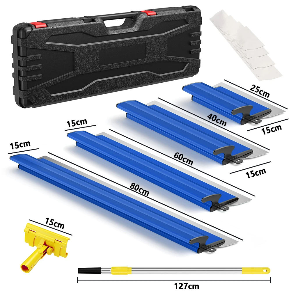 4/5 Stuks Putty Drywall Skimming Blade Set 25/40/60/80 Cm Muur Stukadoors Gereedschap Skimming Blade Gereedschap met Verlengstuk Doos