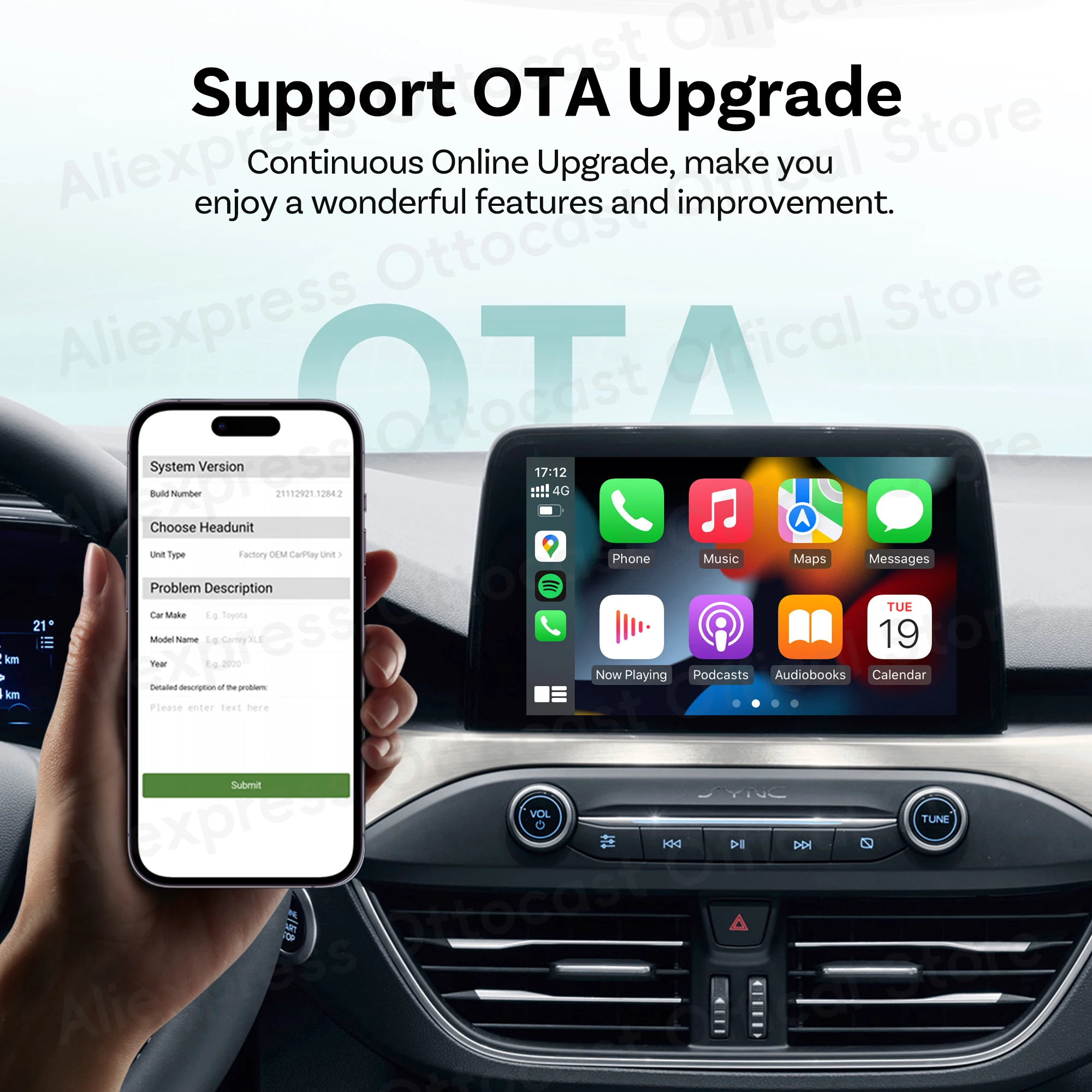 OTTOCAST Mini Slim Cube Wireless CarPlay Android Auto Adapter 2 in 1 USB AI Autozubehör für VW Haval Audi Kia Porsche Lexus – Detail 10