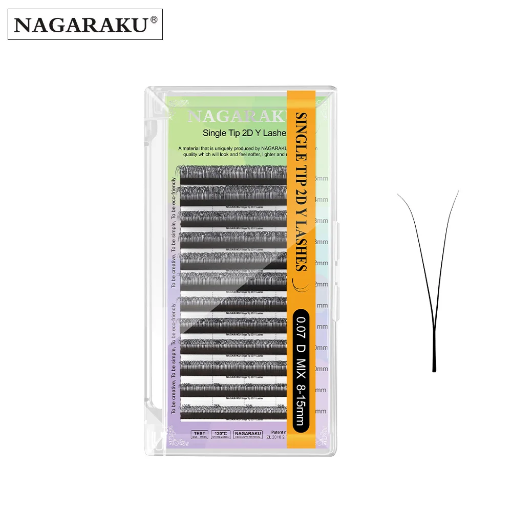 NAGARAKU Single Tip 2D Y Shape Eyelash Hand Woven Premium Soft Eyelashes Extension Makeup Mesh Net Cross YY Lashes