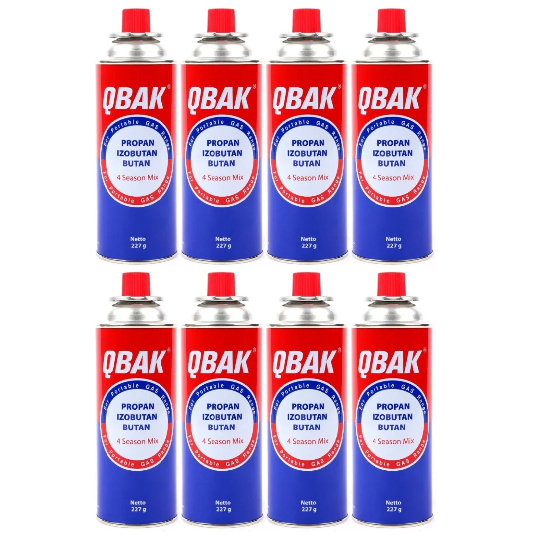 QBak - Pack de Cartuchos de Gas Butano Recambio de Gas Propano Portable Gas Butano Compatible para Cocina Portátil, Hornillo, Soplete Soldador, Camping B-250 227gr
