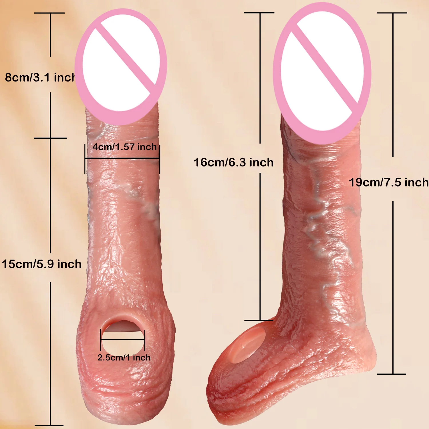 Manicotti del pene maschili riutilizzabili vibratore anello di copertura del pene Silicone Phallus eiaculazione Dildo Cock Extender Delay Sex