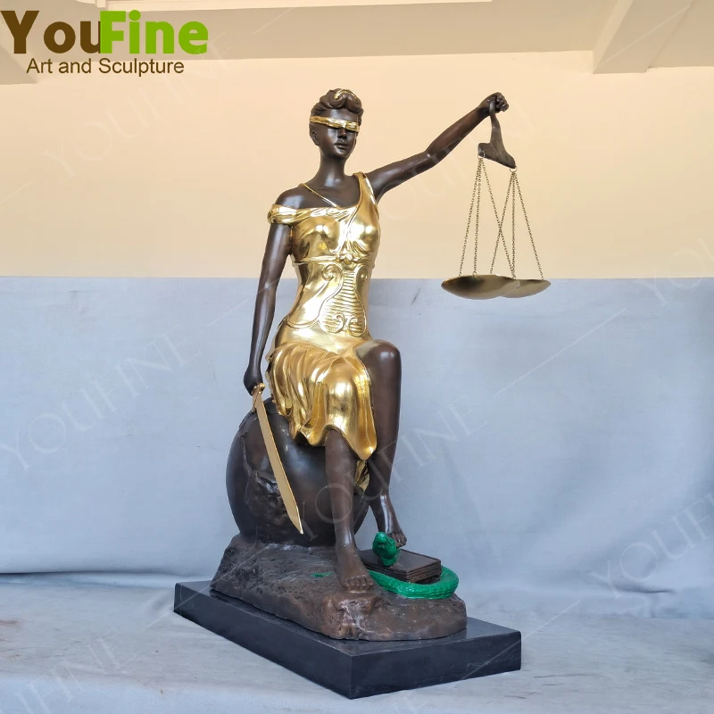 70cm Bronze Lady Justice Sculpture Greek Roman Goddess of Justice Bronze Sculpture Mythology Statues For Home Art Decor Gifts