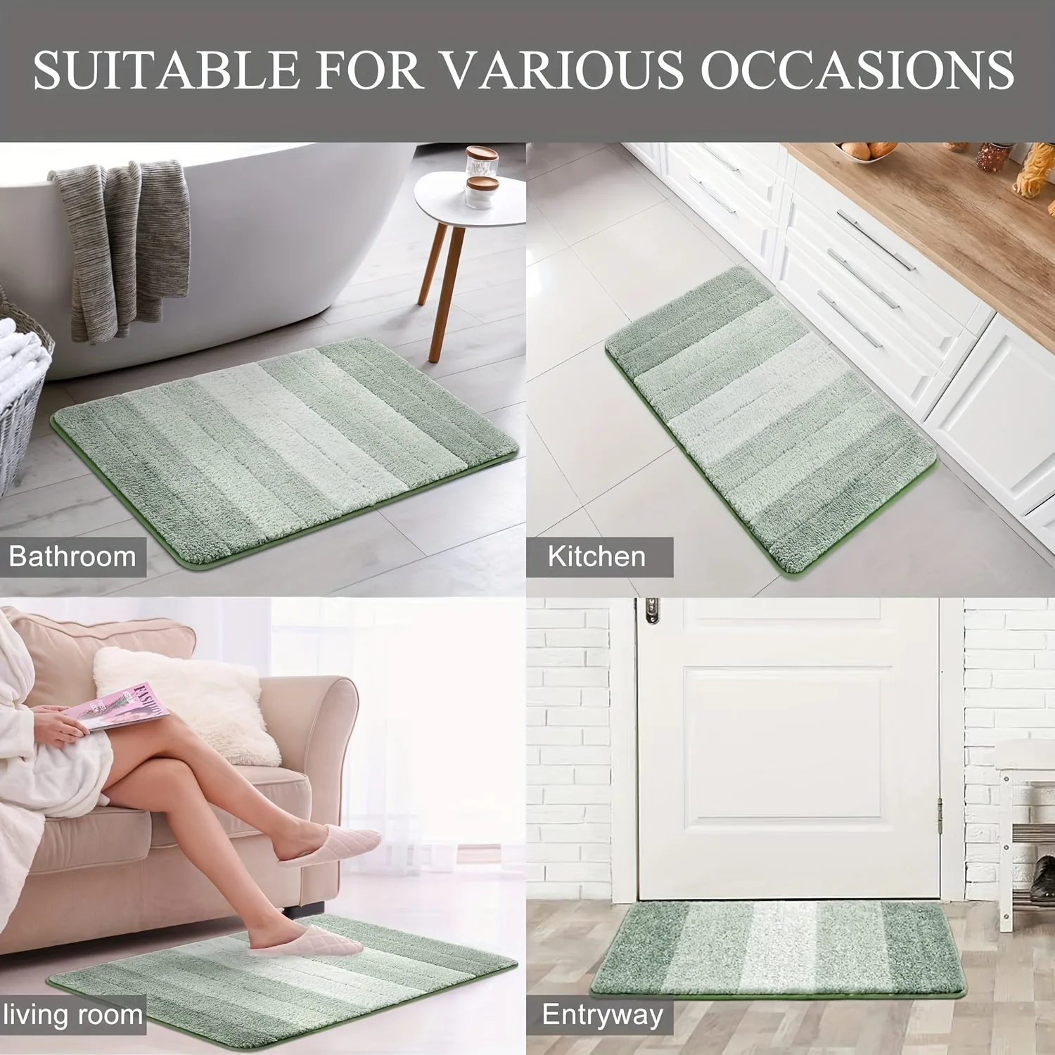 Luxury Bathroom Mat Soft Comfortable Plush Absorbent Bath Rugs Extra Thick Non Slip Shaggy Shower Rug for Bathroom Floor Tub