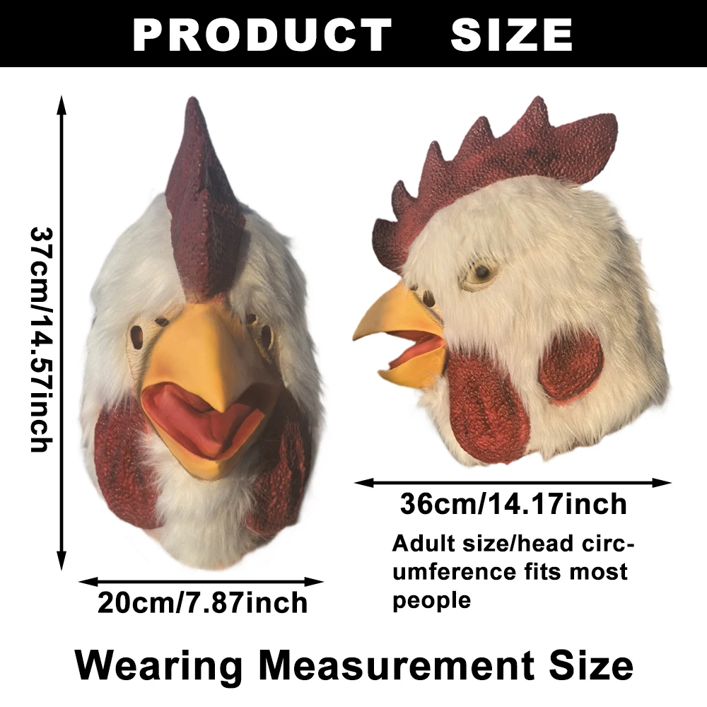 オンドリの頭マスク ハロウィンコスチューム コスプレ ラテックス動物面白いマスク マイアミコスプレキラー小道具 動物マスクヘッドカバー