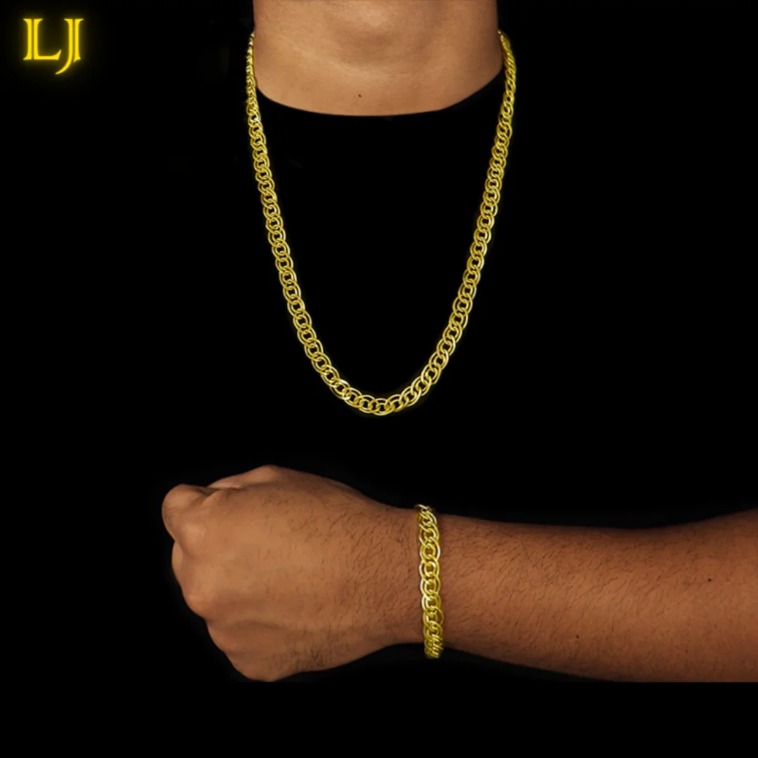 Chain Kit + 10mm Carioca Bracelet Old Coin Jewelry (Nordic Gold) Eternal Warranty in Color! 18K Gold Identical Gloss