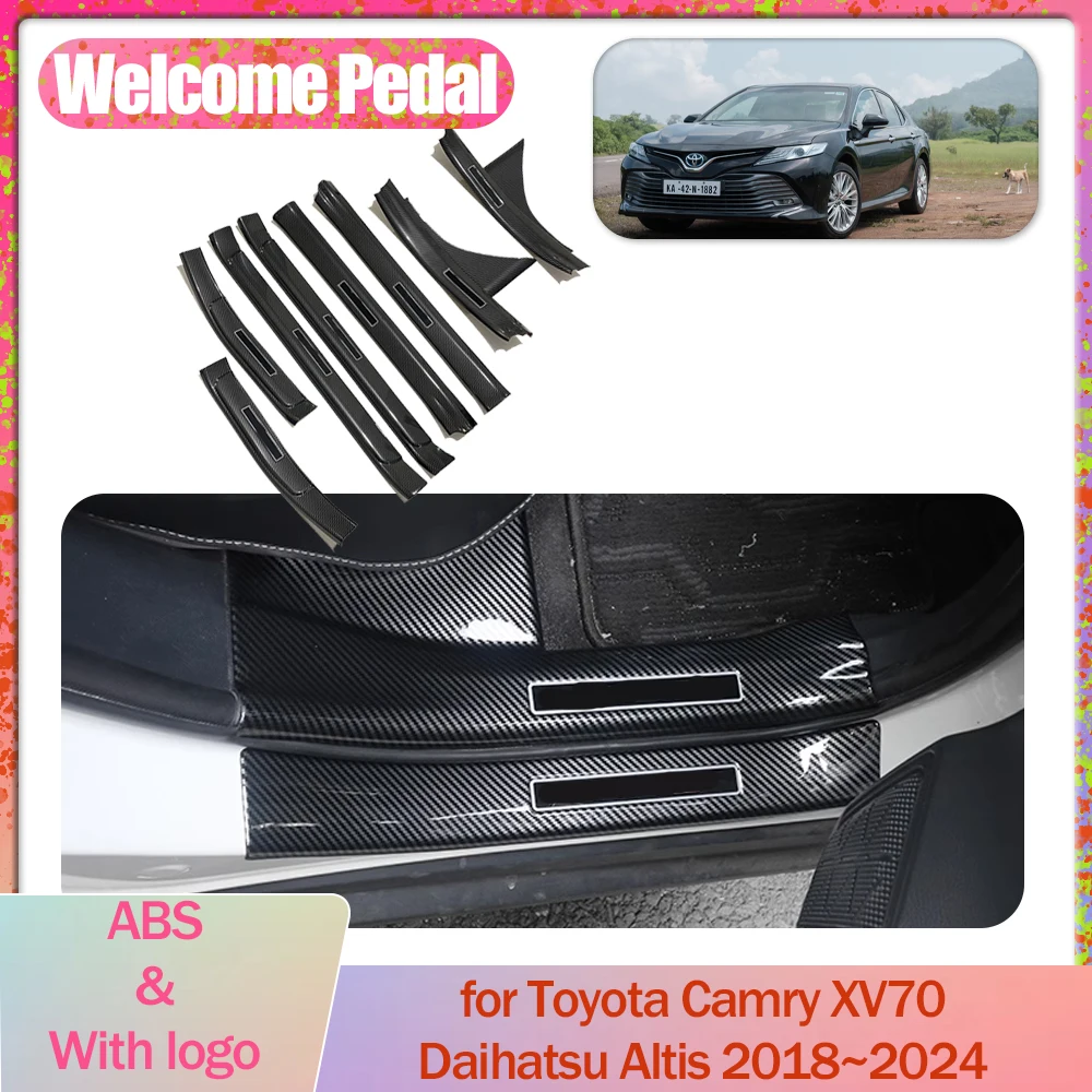 Car Welcome Pedal for Toyota Camry XV70 Daihatsu Altis 2018~2024 Door Sill Scuff Threshold Guard Plate Trim Strips Accessories