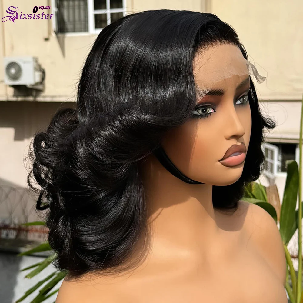 

16-дюймовый короткий парик-боб с естественной волной, из натуральных волос, с фронтальной кружевной вставкой 13x4, парик-боб с кружевной застежкой 4x4, парик-боб с плотностью 250%, натуральные парики-боб