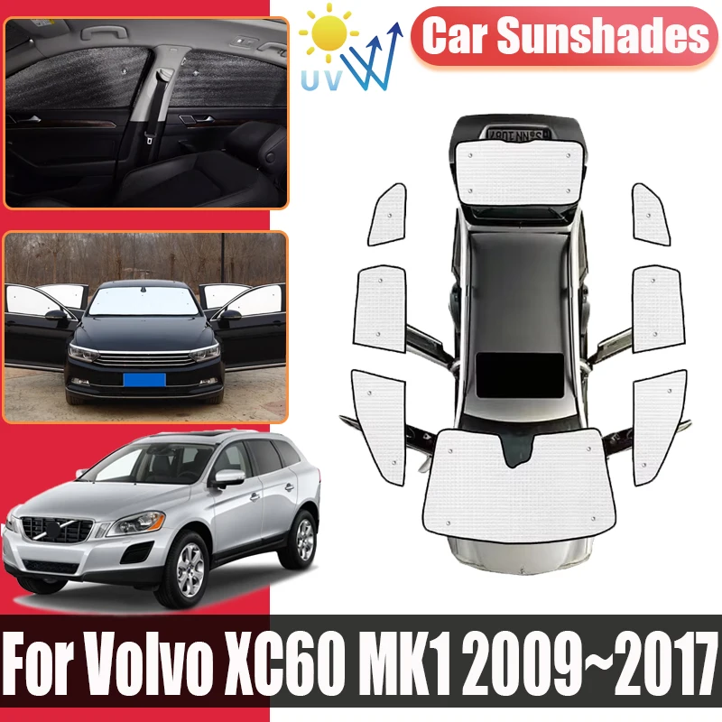 Full Coverage Sunshades For Volvo XC60 MK1 2009 2010 2011 2012 2013~2017 Car Surround Visor Anti-UV Privacy Blocks Accessories