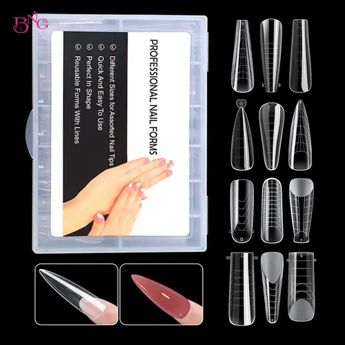 BNG 98/145Pcs Dual Form Nail Mold Set Full Cover Nail Extension Tip Acrylic Top Forms Quick Building Molds for Poly Nail Gel - Image 2