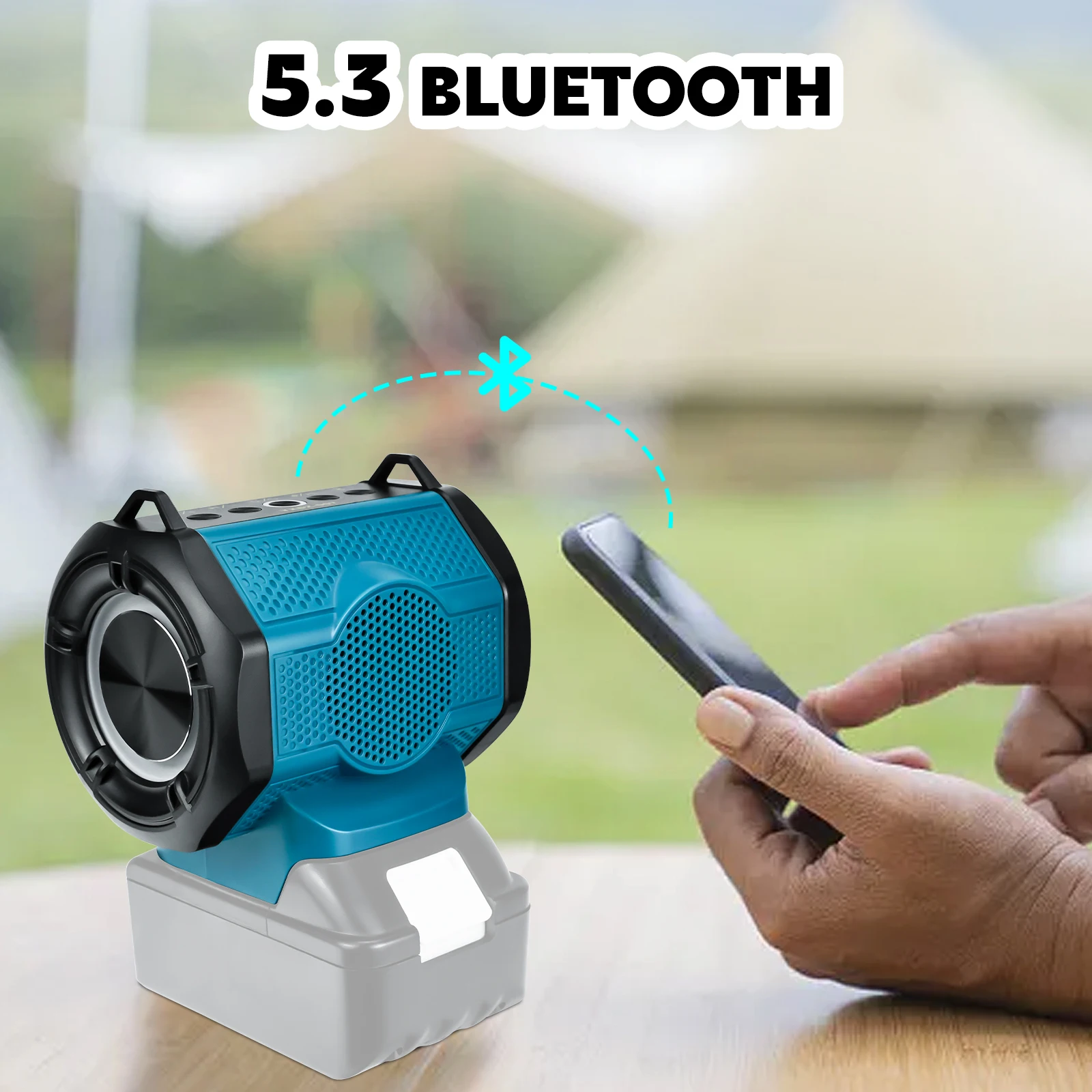 Speaker Fit for Dewalt/Makita/Milwaukee/Bosch 18V 20V Battery Portable Bluetooth-compatible Outdoors Surround Loudspeaker