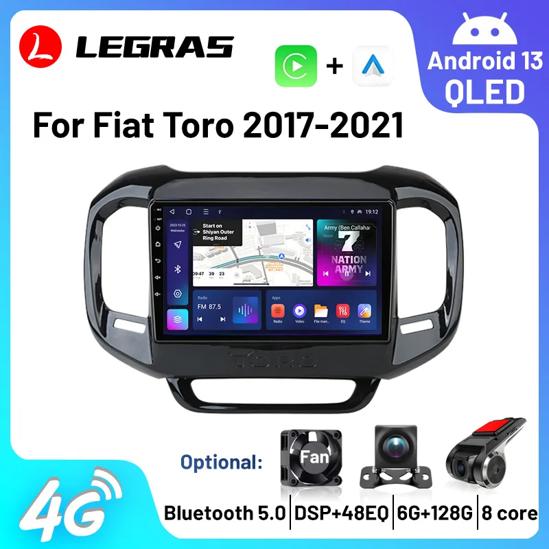 

9‘’ 2Din Car Radio 4G WIFI Android 13 Multimedia Stereo Player GPS Navigation Wireless Carplay Autoradio For Fiat Toro 2017-2021