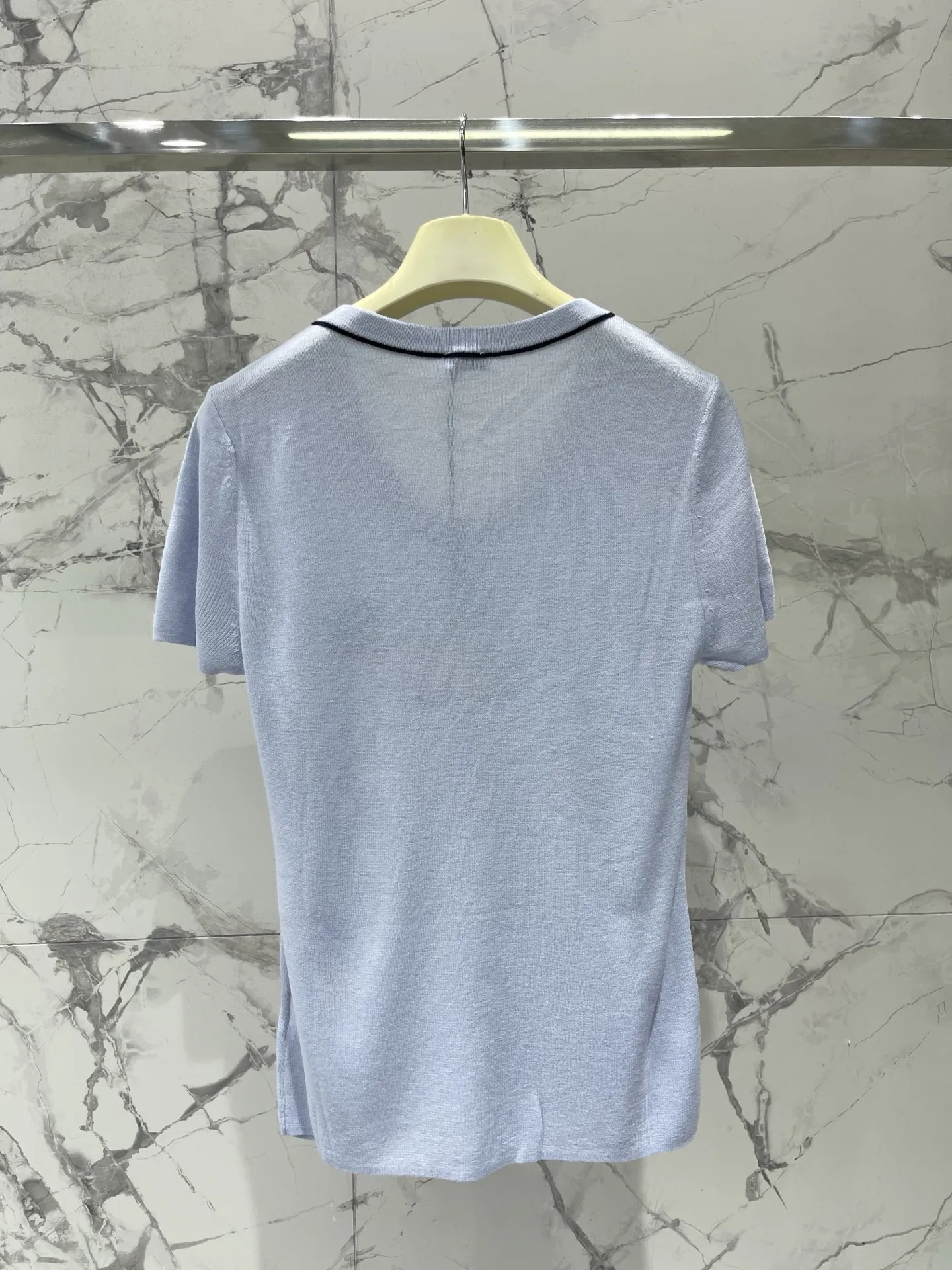 

2026 Summer New Style Women's Clothing - Simple and Fitted Round-neck Women's Knitted Short Sleeve Shirt