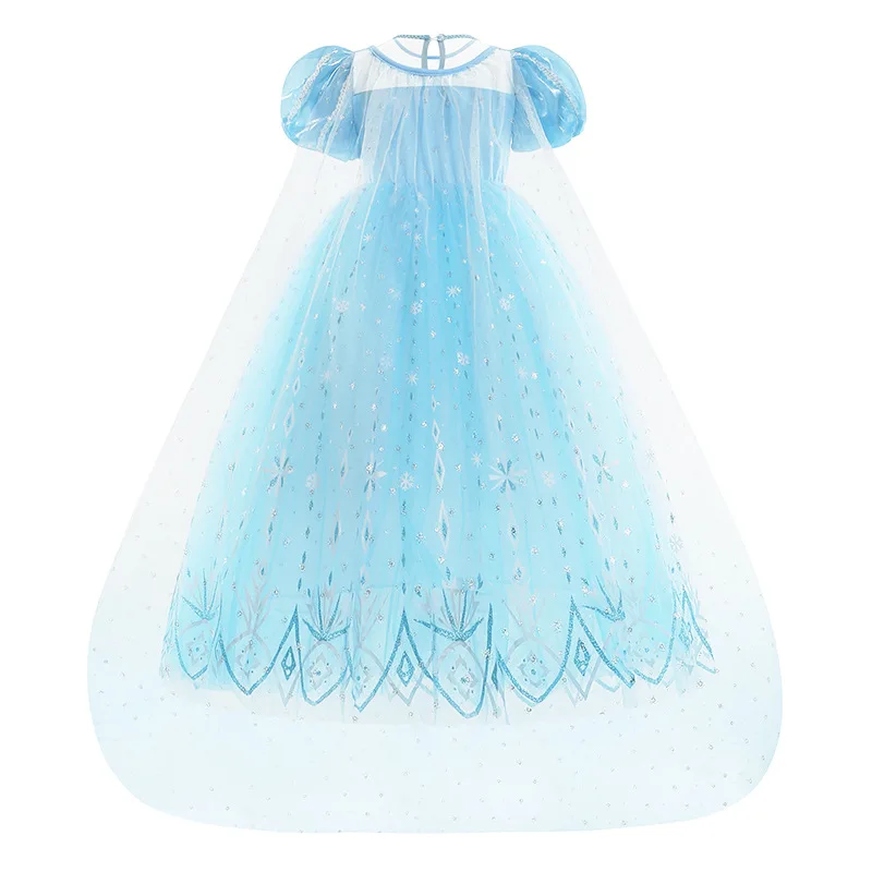 Robe de princesse cosplay pour enfants, bleu ciel neige, bulle, accessoires, fête d'Halloween et de carnaval, haute qualité