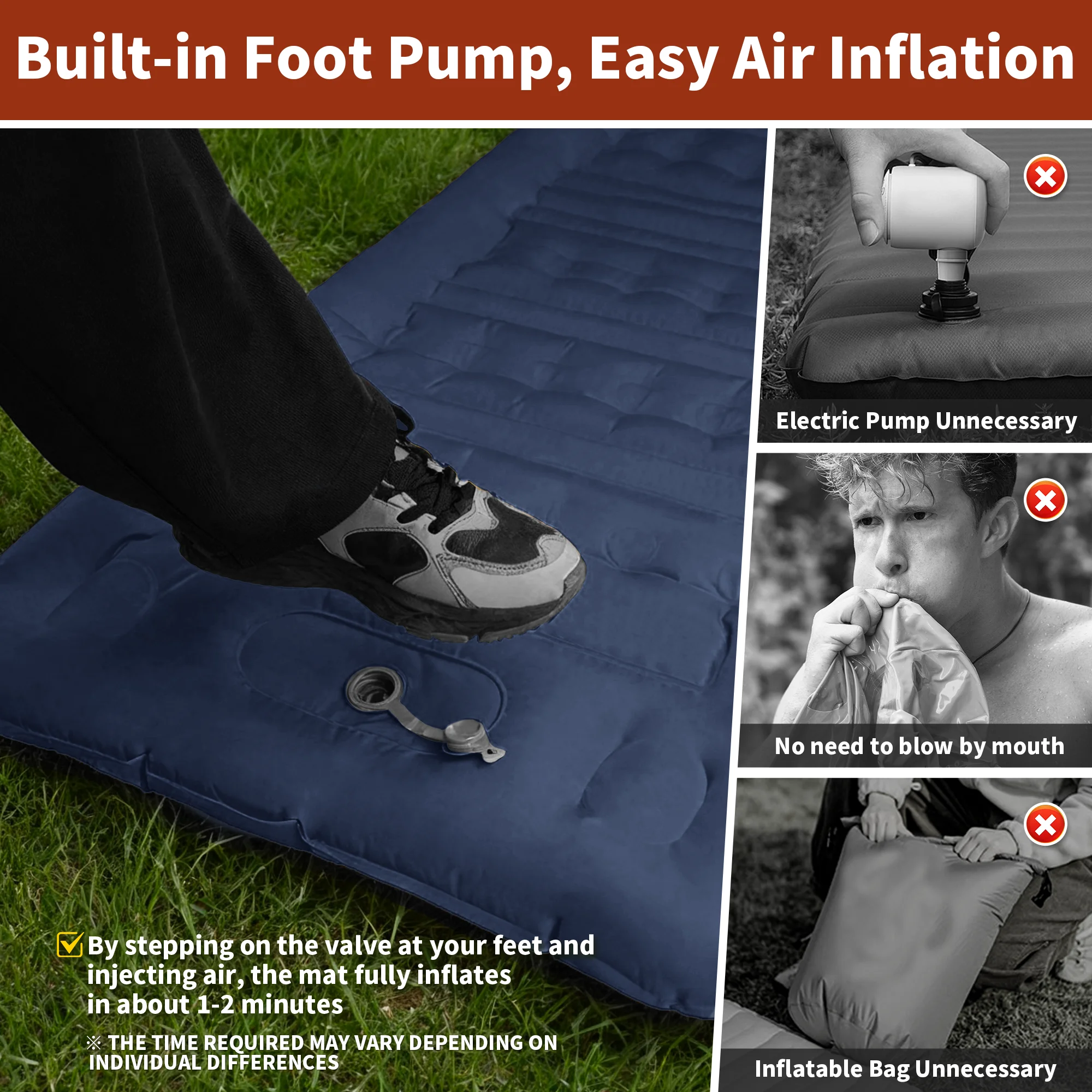 MAPLEAF-colchoneta inflable para acampar, colchoneta inflable para dormir para senderismo, colchón de aire impermeable de 12cm, colchoneta ultraligera para dormir para acampar