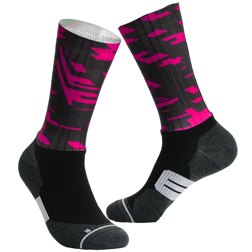 AliExpress 2025 profession Cycling Socks Slip Silicone Summer Aero Men's Coolmax Cycling Riding Bicycle Socks Breathbale Basketball Socks