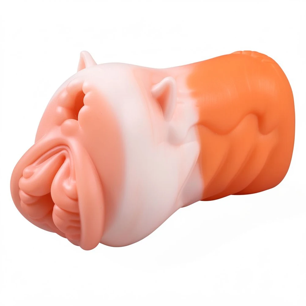 Anime Fox Monster Male Masturbator Cup Cute Ears Dual Channels Pink Vagina Soft Silicone Pocket Pussy Stroker Sex Toys for Men