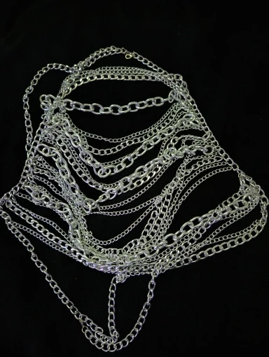 New Variety Of Body Chain Temperament White Pearl Suspender Silver Chain Top Metal Layered Fashionable Women's Clothing photo review