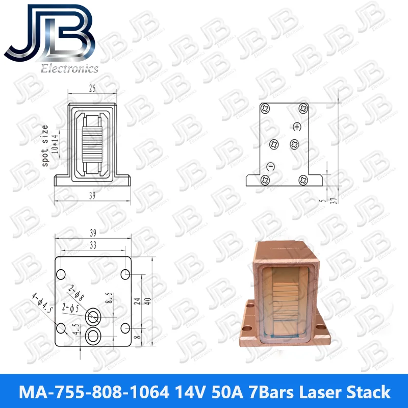 MA-755-808-1064 350W 7Bars 14V 50A 808nm Laser Stack لإزالة الشعر #6