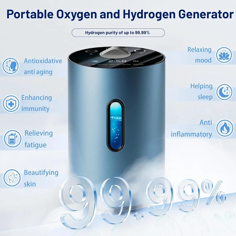 CE Certified 225ml Portable Hydrogen Therapy HHO Inhaler SPE PEM Tech, 150ml Hydrogen Rich Water Generator Ionizer Machine, Mini H2 Wellness Device for Home, Office, Travel & Health Gift