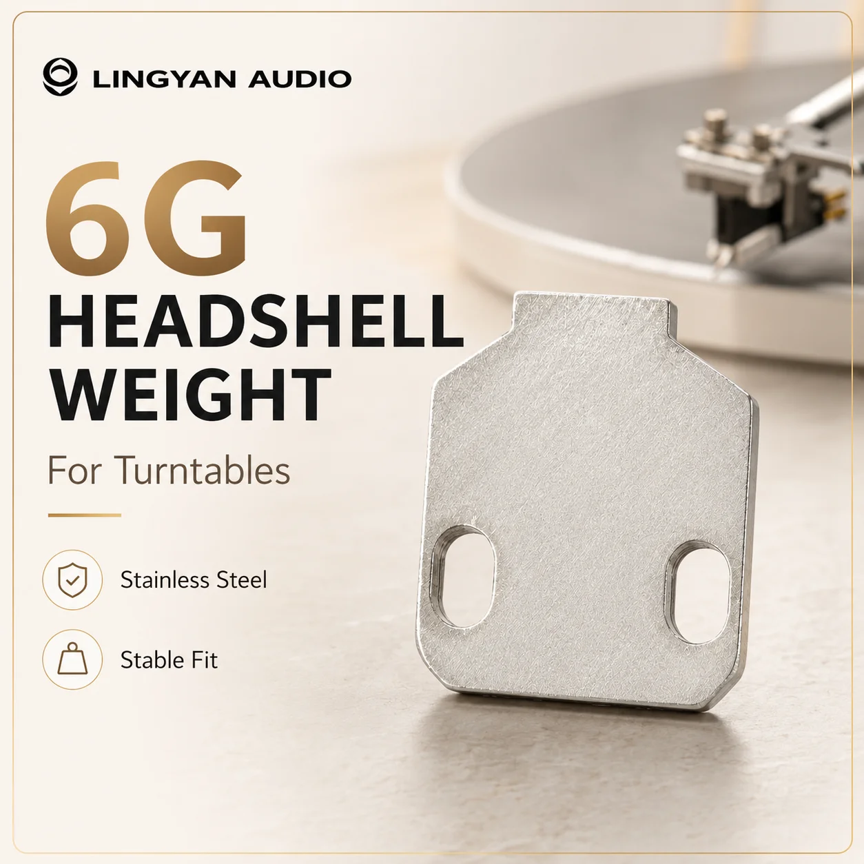 6g Stainless Steel Headshell Weight for SME Universal Turntables, Tonearm Balance Plate for Vinyl Record Players