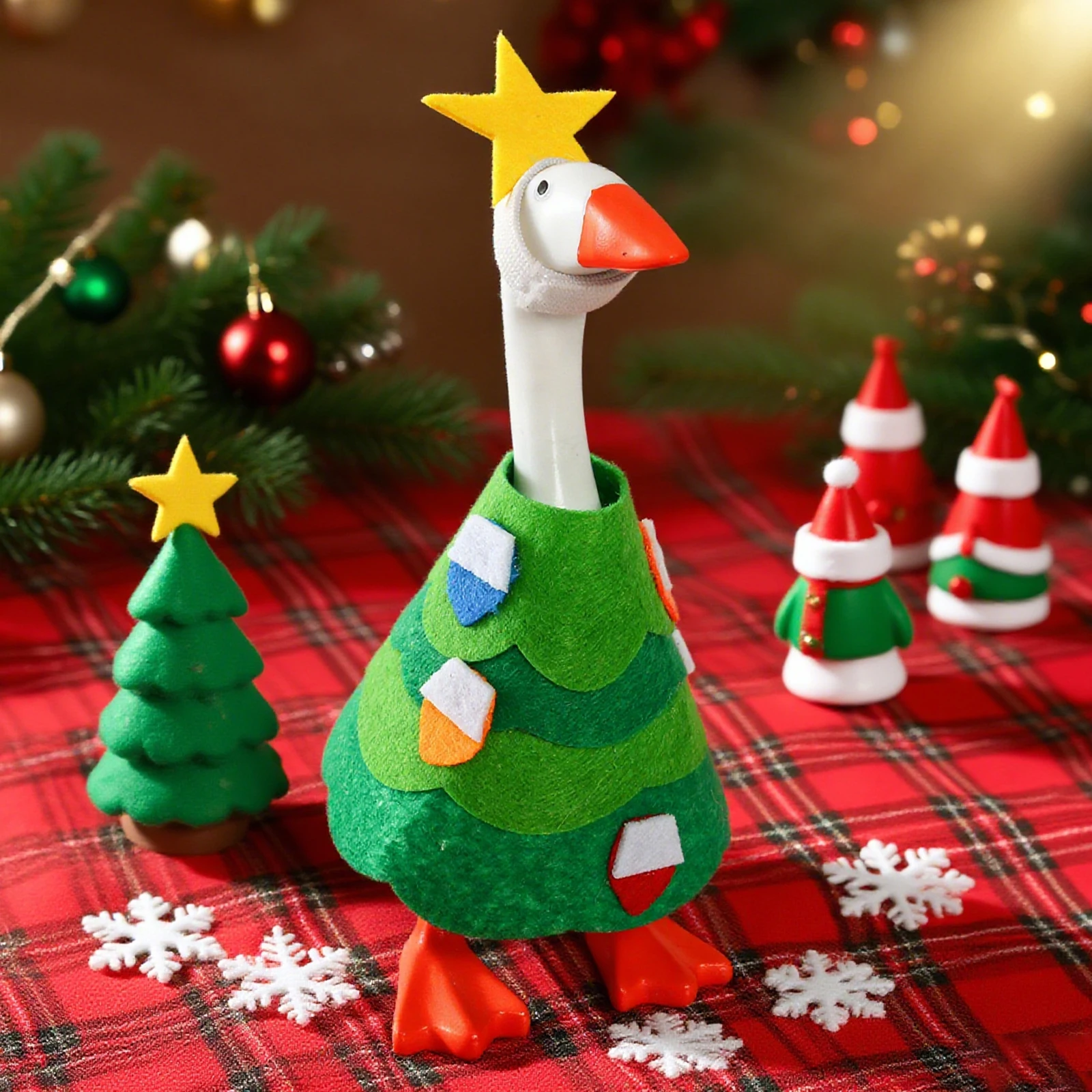 Christmas Tree Goose Outfit Clothes Small Statue Decor Fancy Goose Dress Costume Collectible Ornaments  for Home Tabletop Gifts
