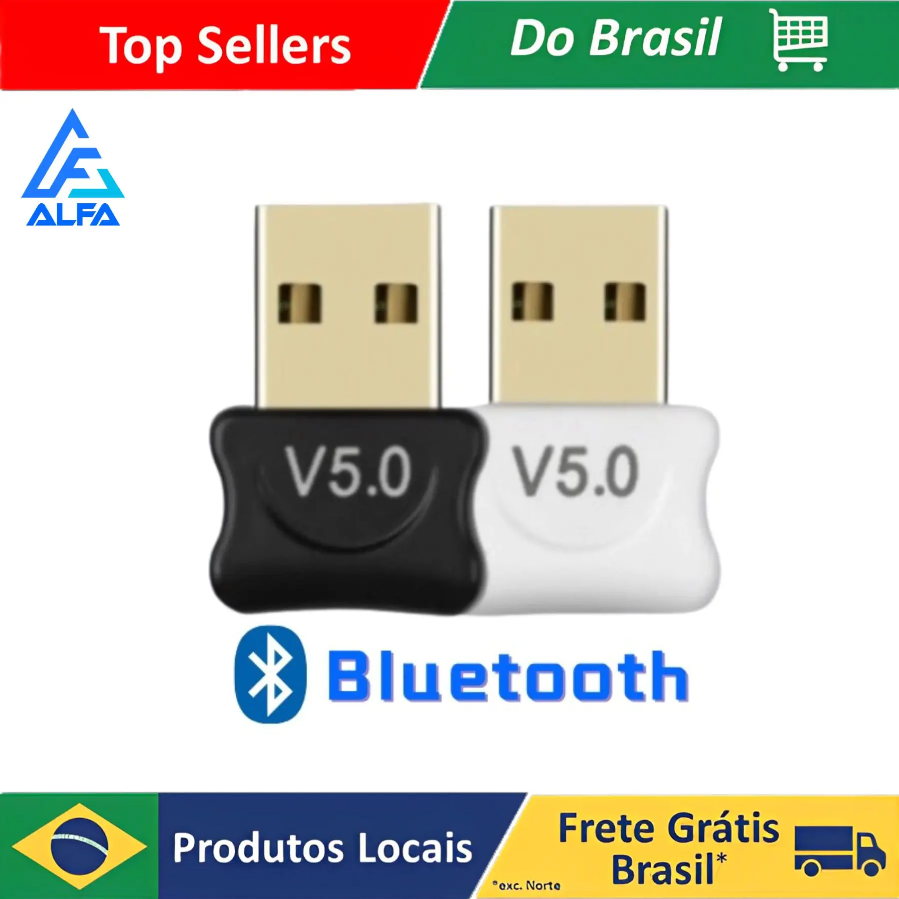 ALFA Adaptador E Receptor Usb Bluetooth 5.0 Plug Transmissor De Audio Para Notebook