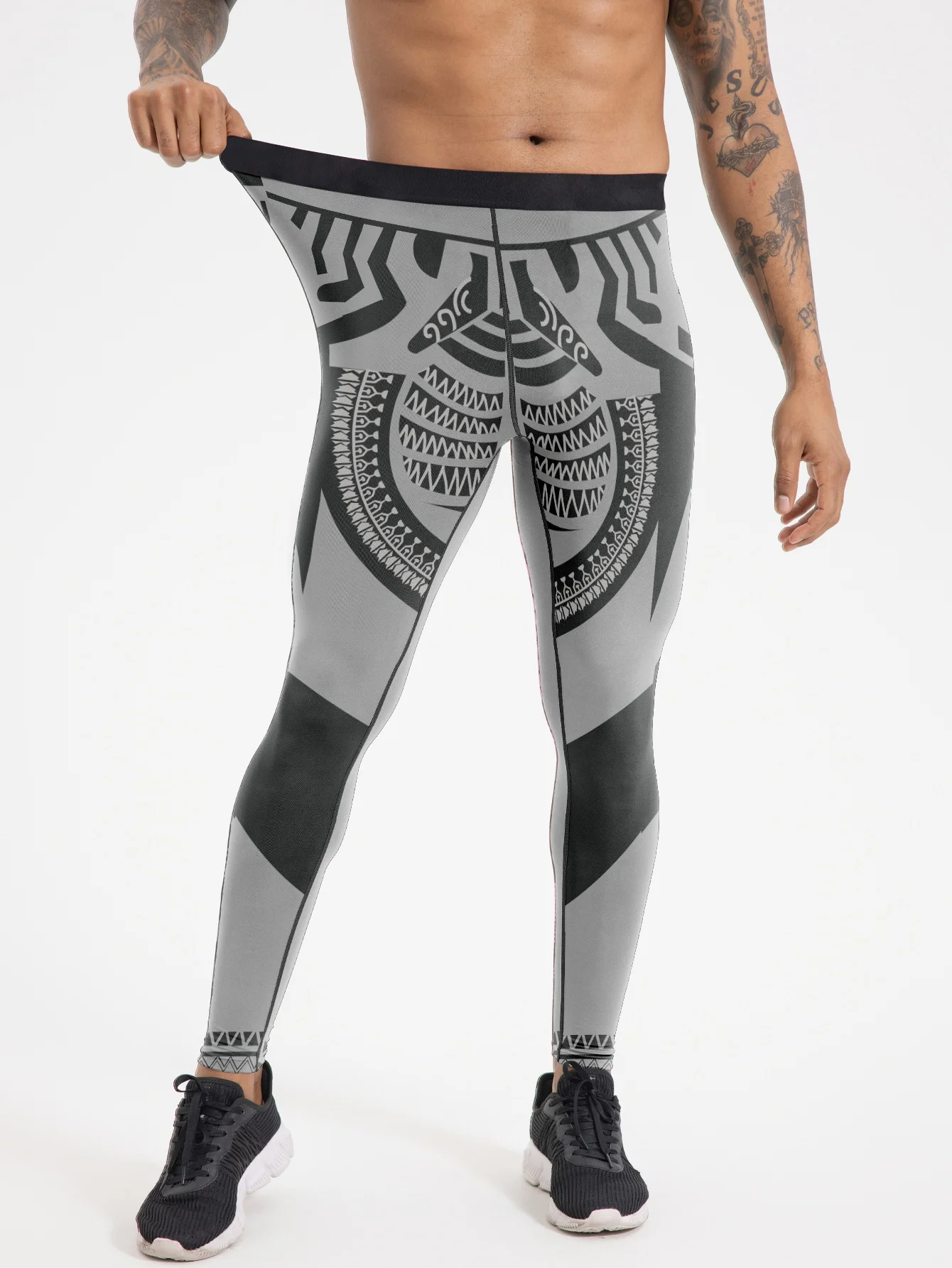 

Men's printed compression pants - high-performance fitness leggings suitable for sports and running