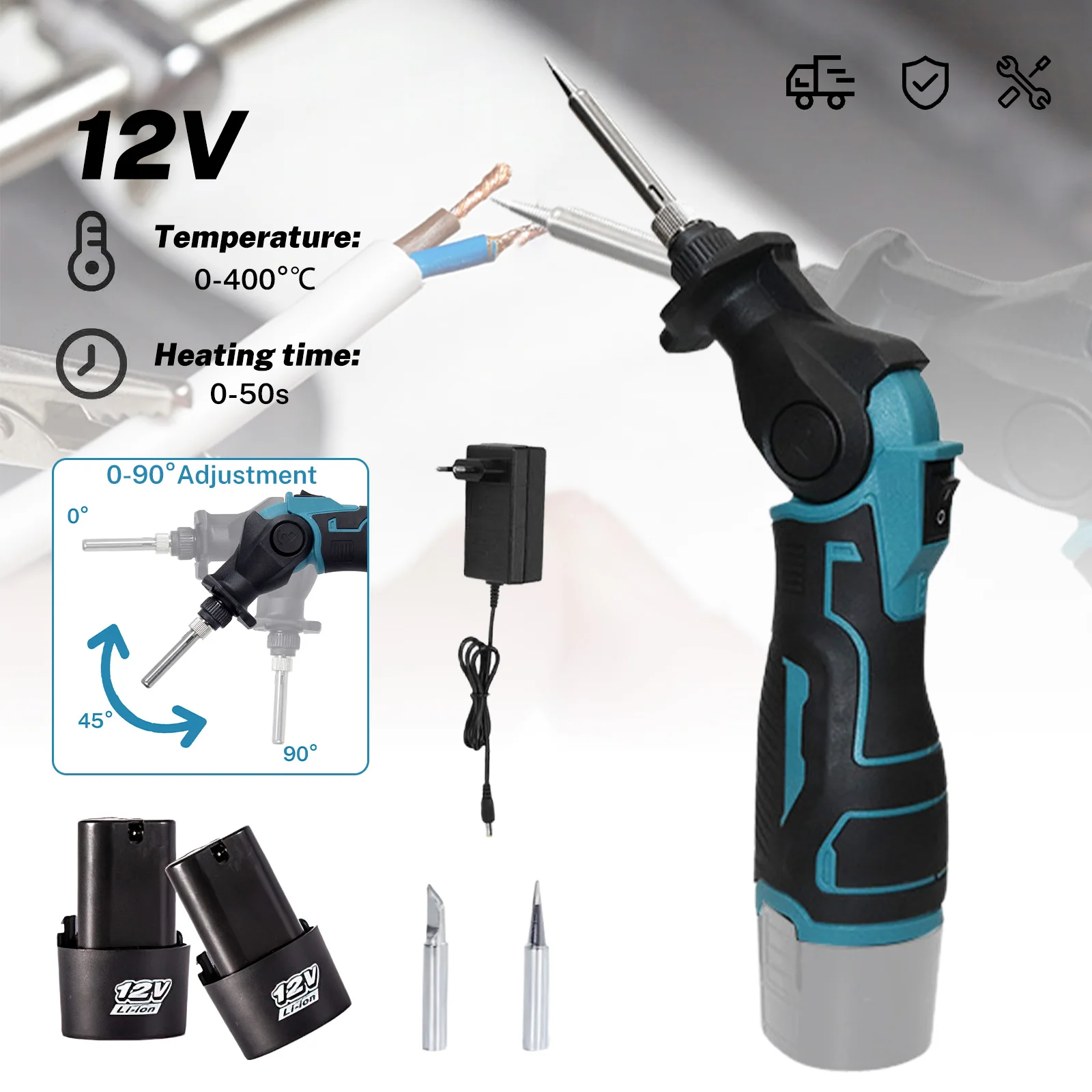 400 ℃   Pistola de Soldar Eléctrica Inalámbrica de 30W, Pistola de Soldadura, Desoldador, Herramienta de Reparación con Calor para Batería de 12V