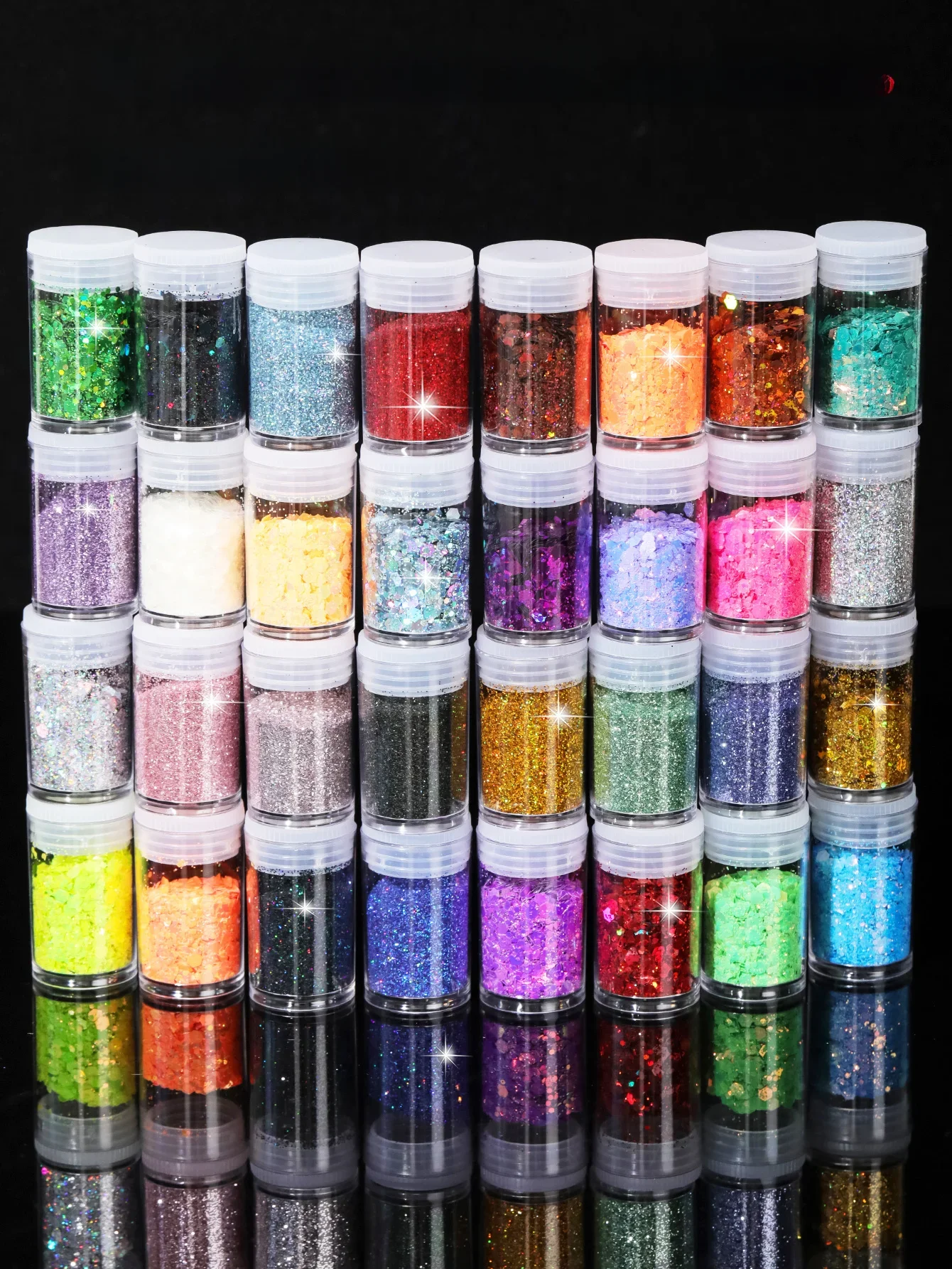 32 Pots Chunky Holographic Glitter, odblaskowy brokat do ciała do oczu, twarzy, policzków, włosów, paznokci, ust, festiwalowy brokat kosmetyczny Spar — zdjęcie 2