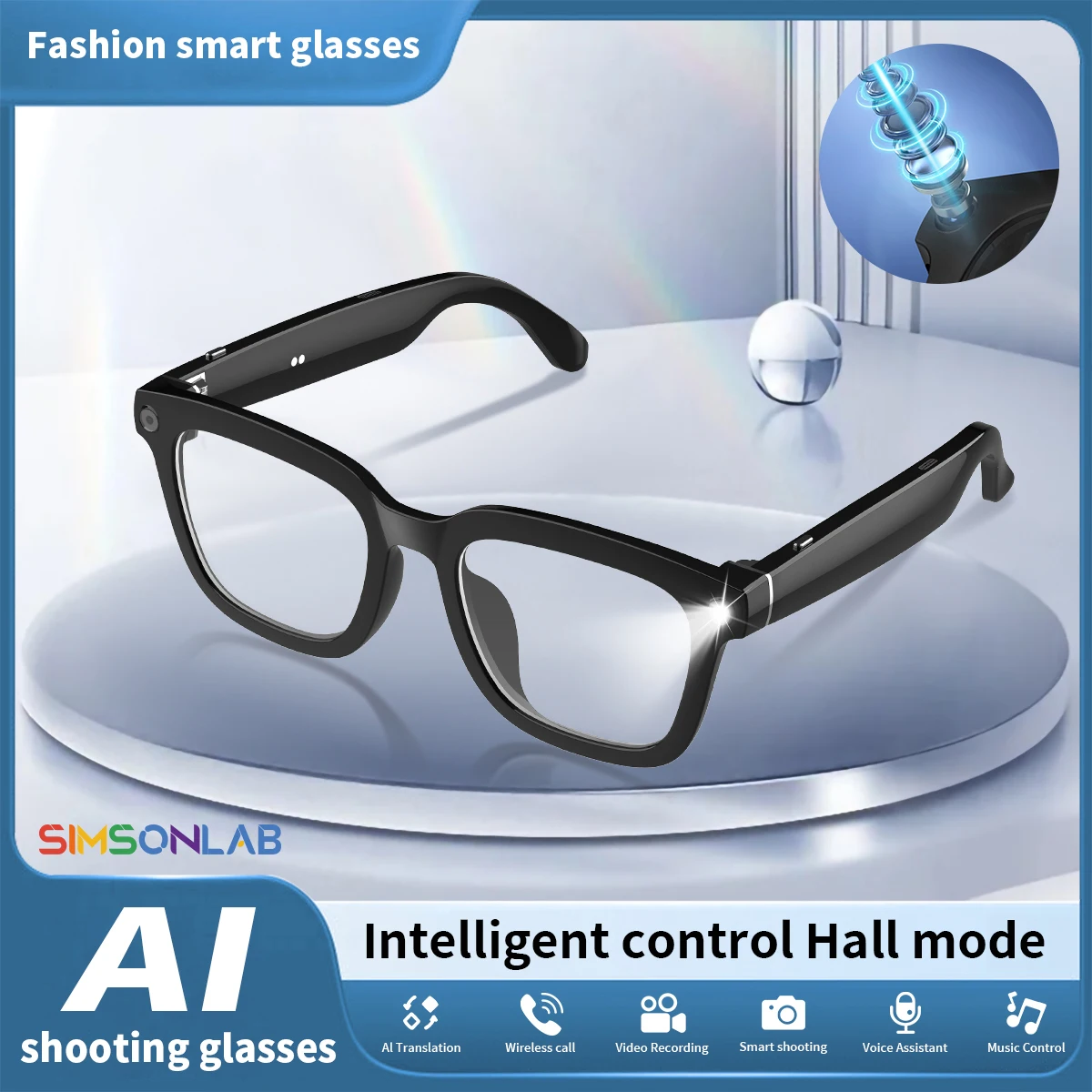 

Smart Glasses Camera Audio 1200P HD Recording AI Assistant Headphone Wireless Earphone Bluetooth Men Women Sunglasses