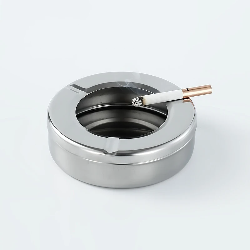 Round Stainless Steel Cigarette Ashtray with Lid Smoking Accessories