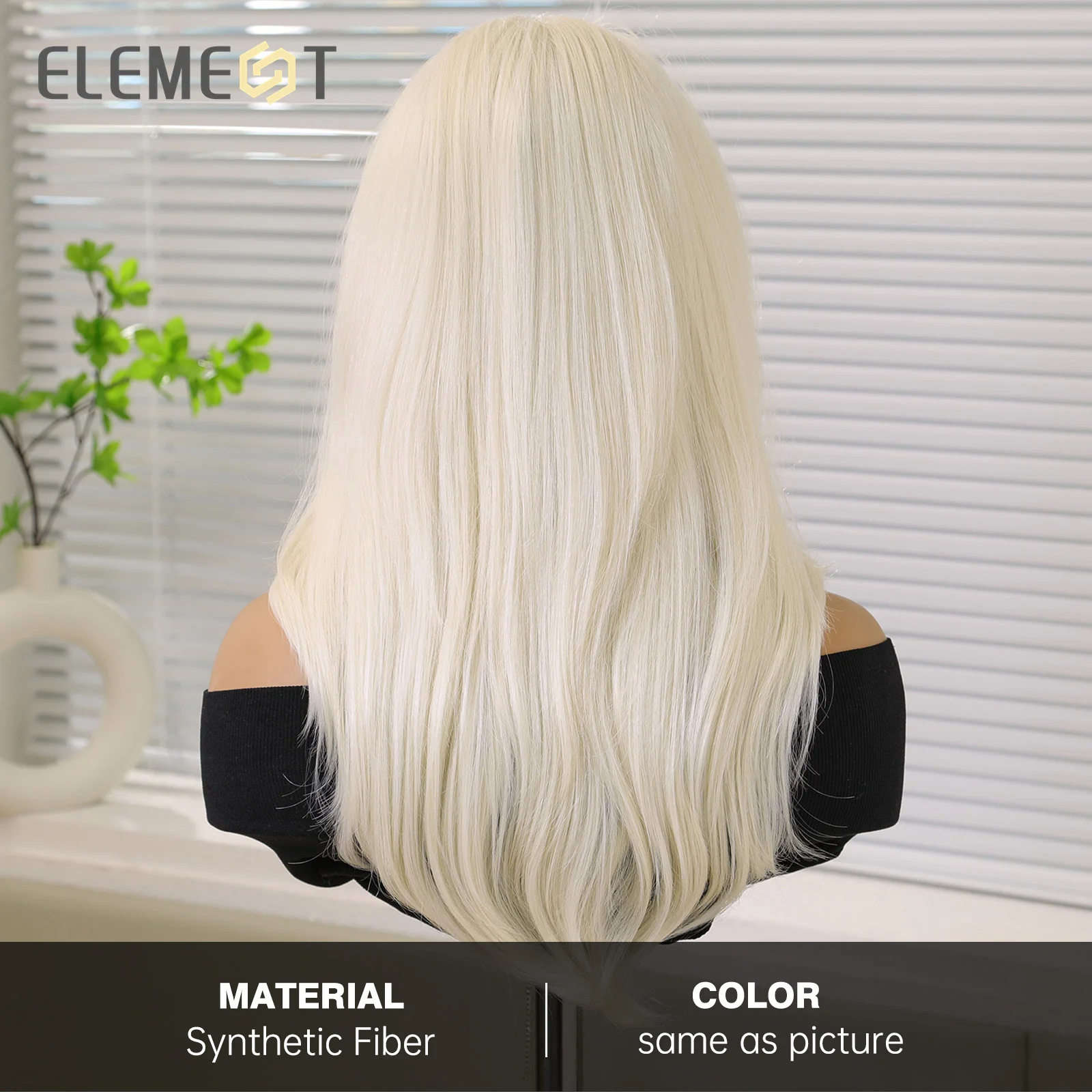 ELEMENT 13*4 Style Lace Front Wigs Synthetic Hair Long Water Wavy Middle Part White Hair Wig Daily Party for Women Natural Use