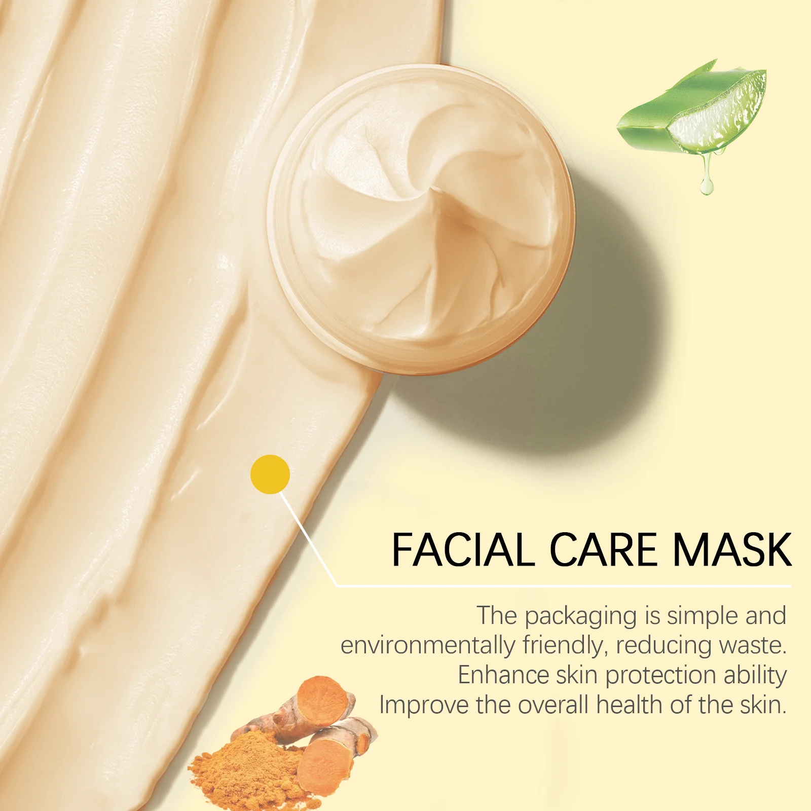 Hoygi Turmeric Facial Clay Mask Refining Pores Deep Cleaning Dull Skin Moisturizing Oil Control Oil Control Exfoliating Mud Mask