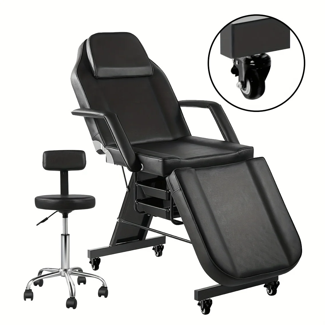 

Esthetician Beauty Bed for Client, Facial Chair with Wheel Tattoo, Beauty Chair Artist Spa Bed Removable Headrest, Massage Table