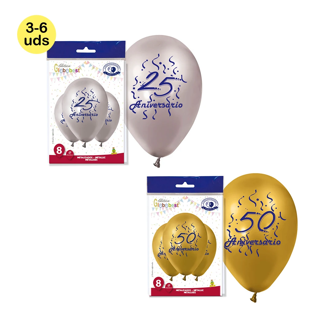 3-6 pcs/lot 8 Balloons 25th or 50th Anniversary Birthday Silver or Gold Wedding Events Decoration Anniversary Decoration Balloons Decorating Balloons Silver Gold Gift Store