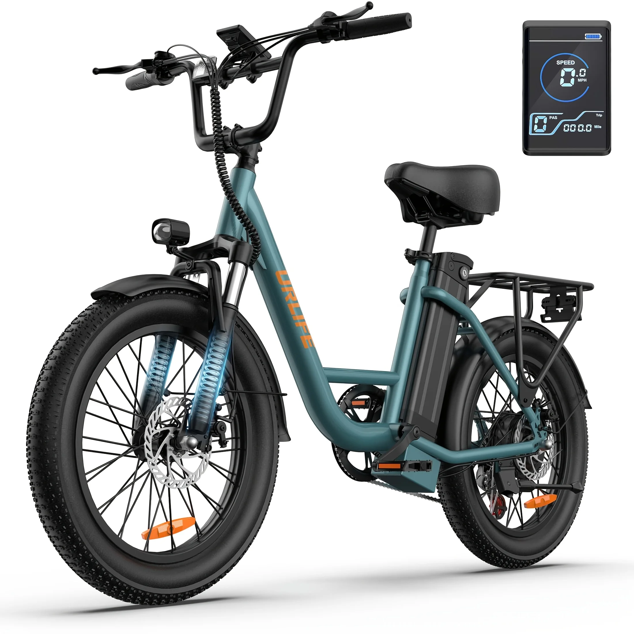 Urlife 20 Inch Electric Bike 48V 13AH Removable Battery 7-Speed E-Bike With Dual Disc Brake Standard Commuting Ebike
