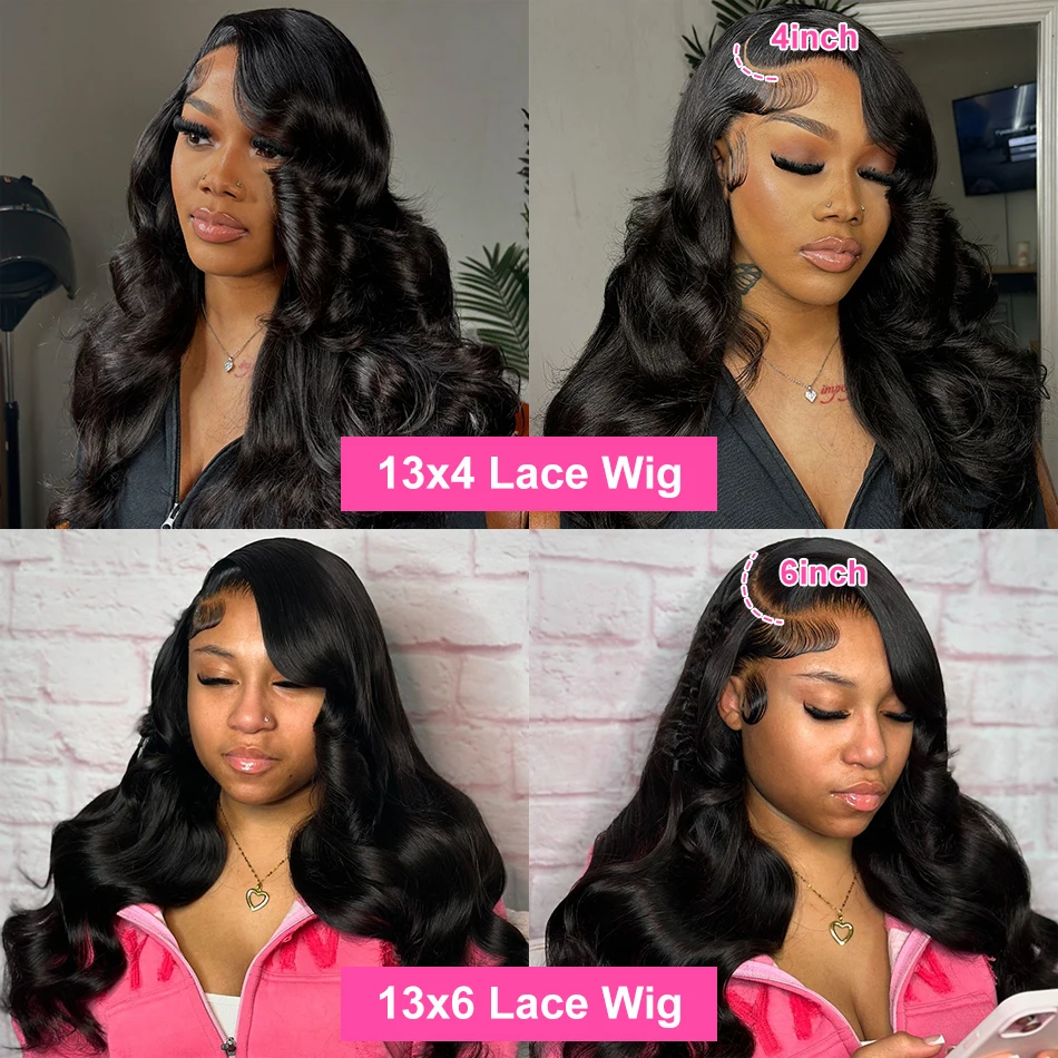 250 Density 13x6 13x4 HD Transparent Body Wave Lace Front Wig Human Hair Brazilian 30 40 Inch 360 Lace Frontal Wigs For Women