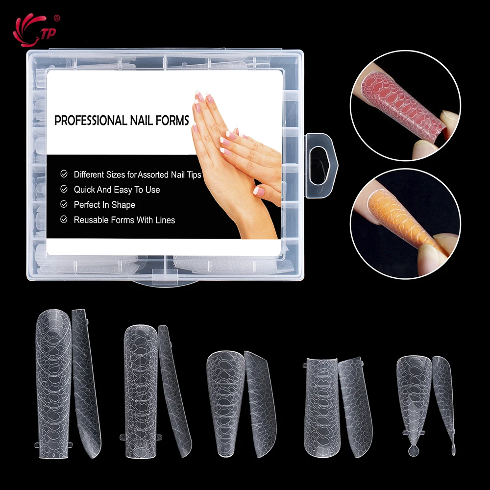 

TP 120pcs 3D Nail Dual Forms Quick Building Nail Extension Form Full Cover Nail Mold Tips Acrylic Top Forms Tools